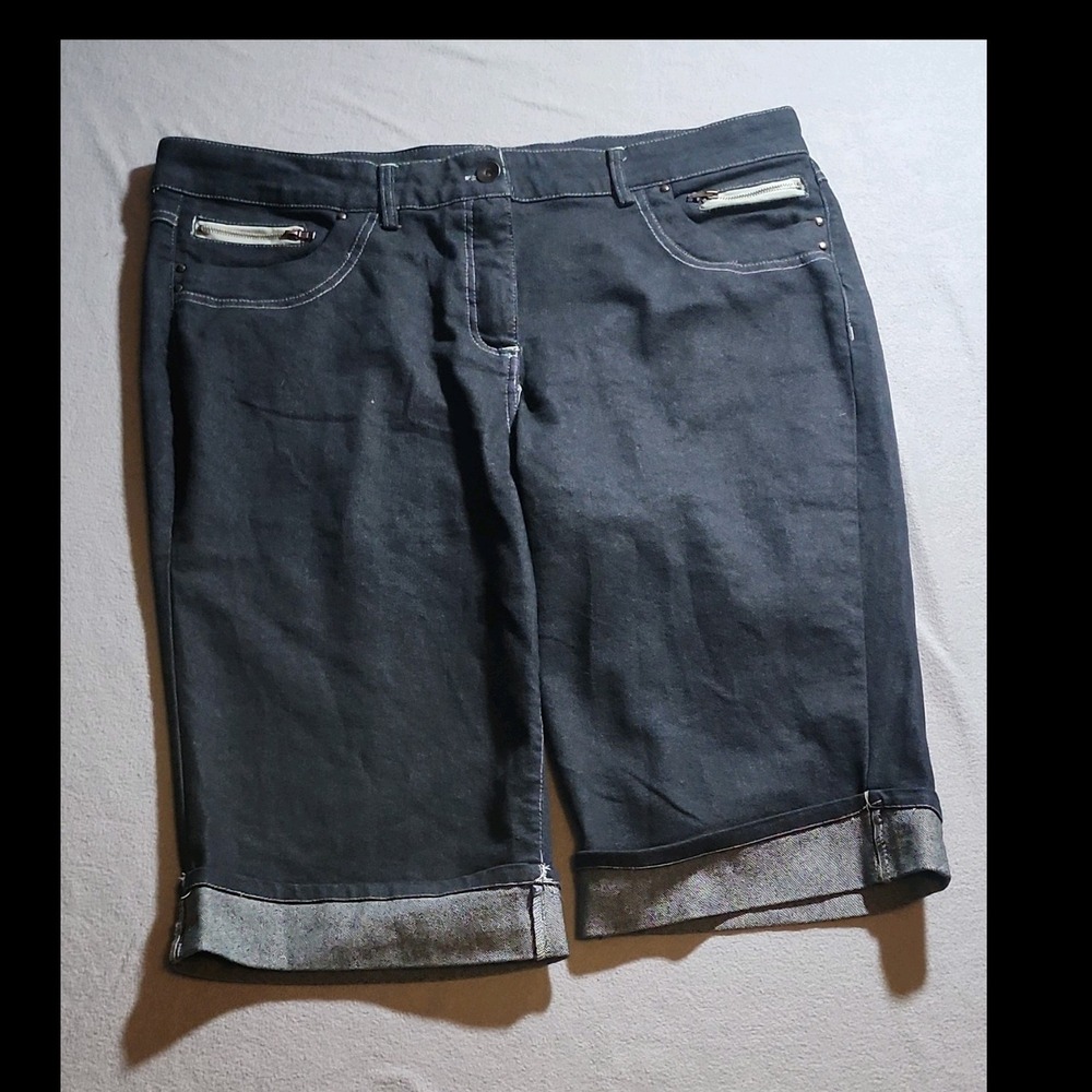 Millers Women's Bermuda Denim Shorts Black Plus Size 20 Cuffed Zip Pockets